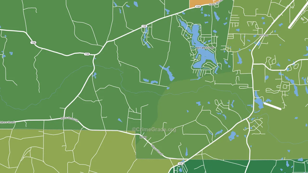 Mora, GA Map of Drug-Related Crime Rates