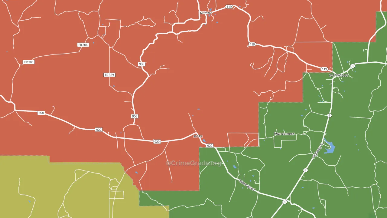 Mora, LA Map of Drug-Related Crime Rates