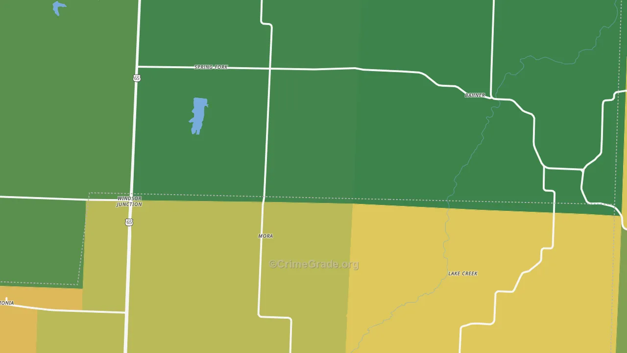 Mora, MO Map of Drug-Related Crime Rates