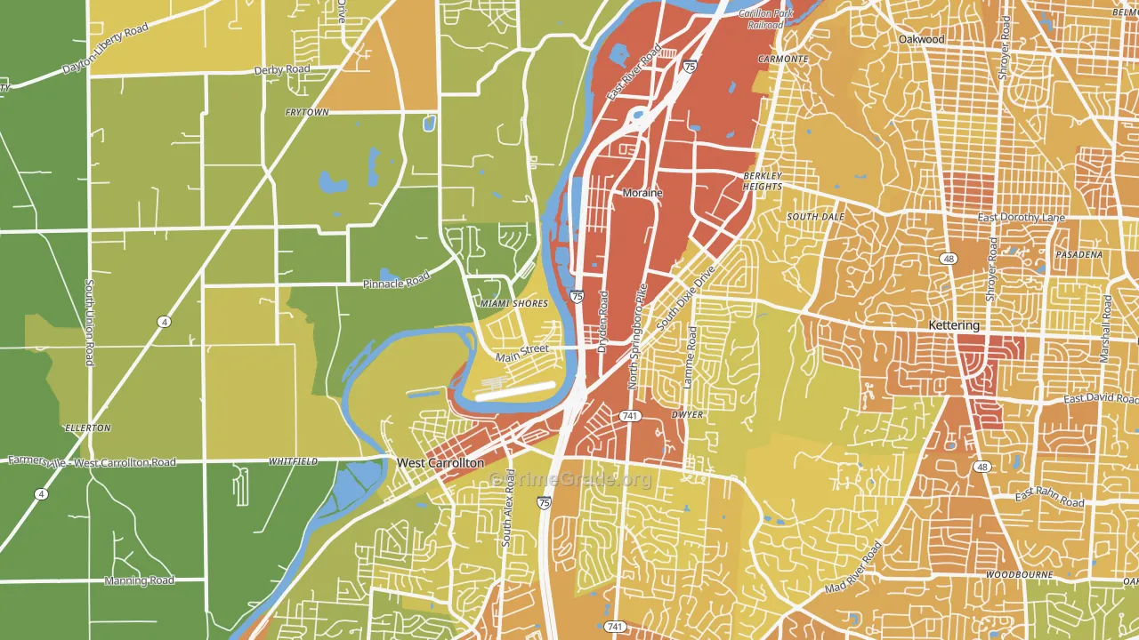 Moraine, OH Map of Drug-Related Crime Rates