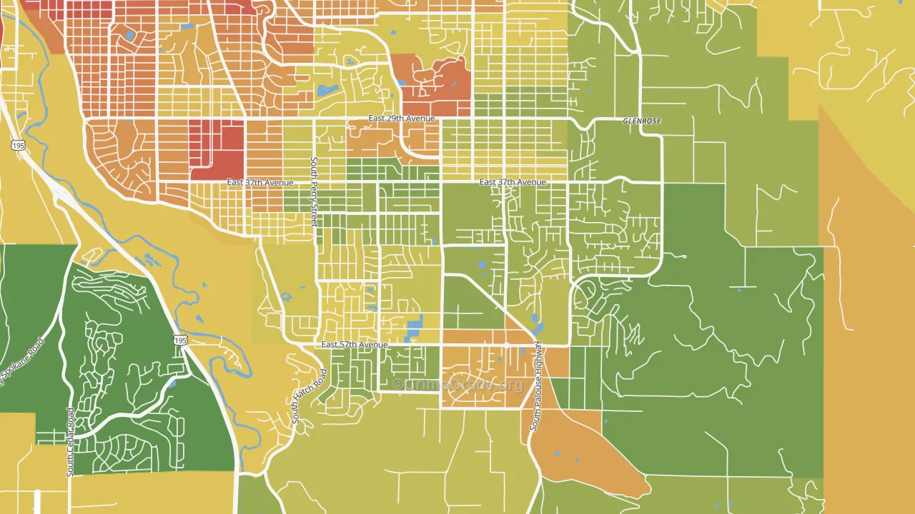 Moran Prairie, Spokane, WA Map of Drug-Related Crime Rates