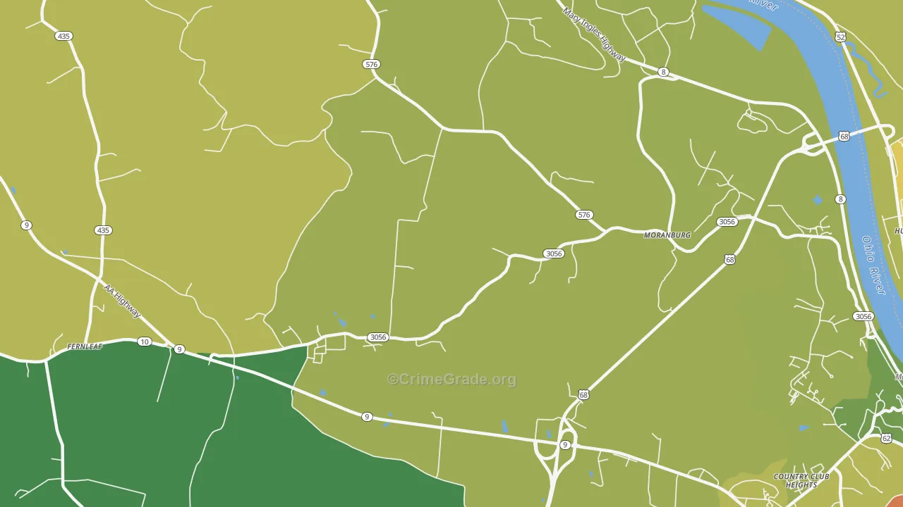 Moranburg, KY Map of Drug-Related Crime Rates