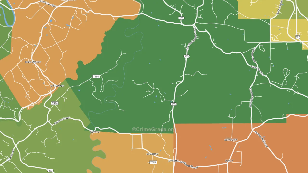 Morann, PA Map of Drug-Related Crime Rates