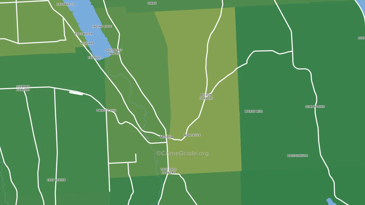 Moravia, NY Map of Drug-Related Crime Rates