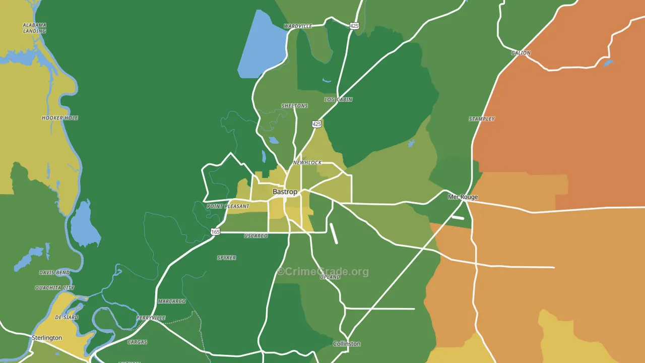 Morehouse Parish, LA Map of Drug-Related Crime Rates