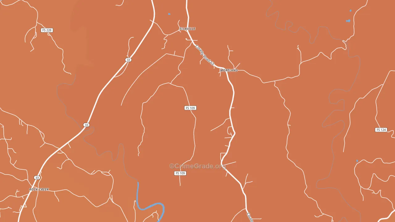Moreland, AL Map of Drug-Related Crime Rates