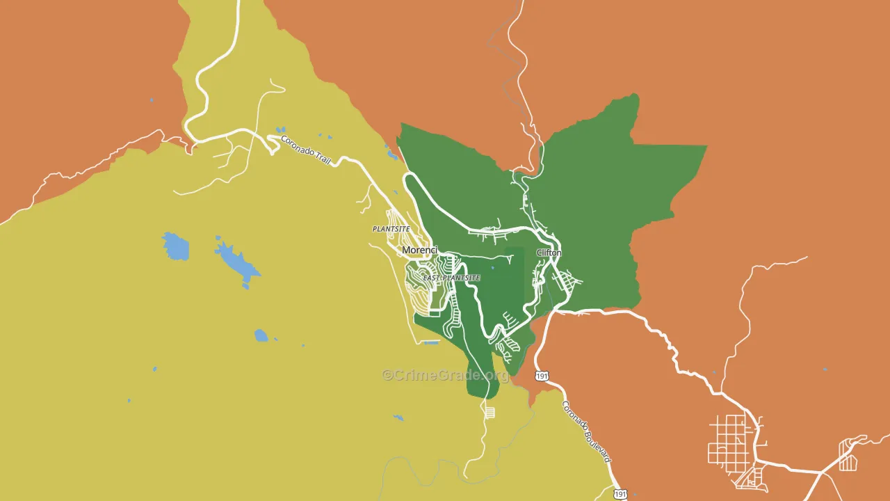 Morenci, AZ Map of Drug-Related Crime Rates