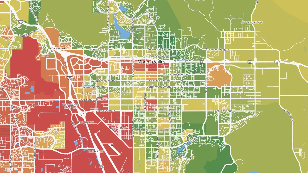 Moreno Valley, CA Map of Drug-Related Crime Rates