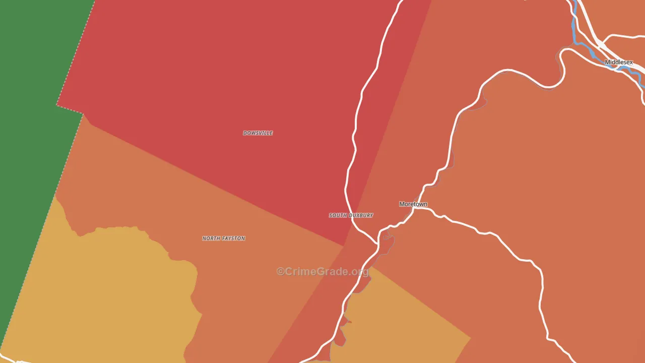 Moretown, VT Map of Drug-Related Crime Rates
