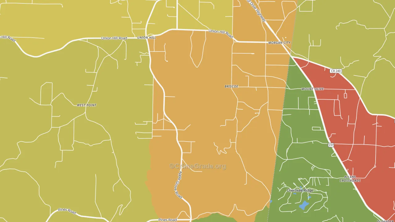 Morgan City, AL Map of Drug-Related Crime Rates