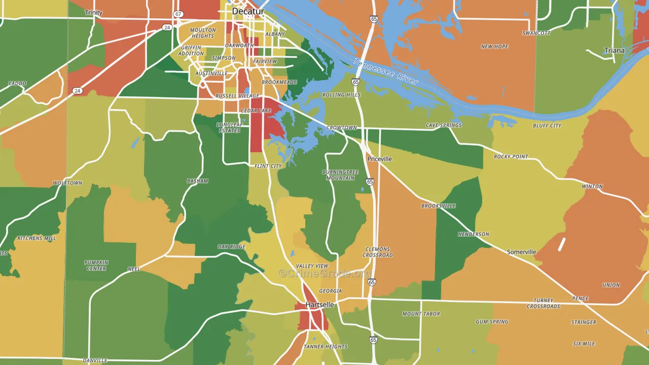 Morgan County, AL Map of Drug-Related Crime Rates