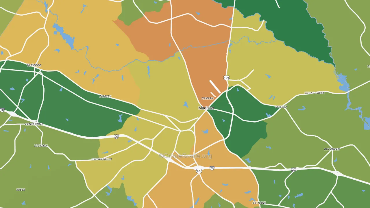 Morgan County, GA Map of Drug-Related Crime Rates