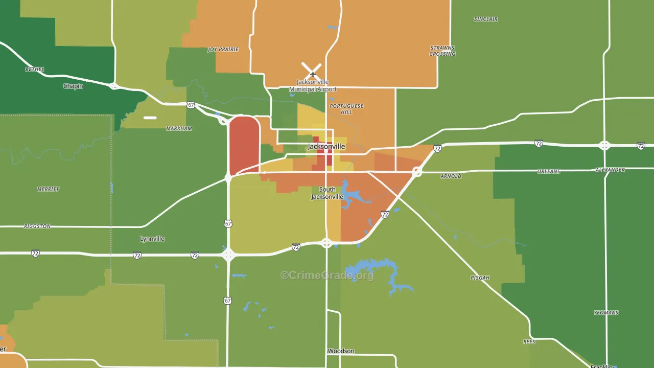 Morgan County, IL Map of Drug-Related Crime Rates