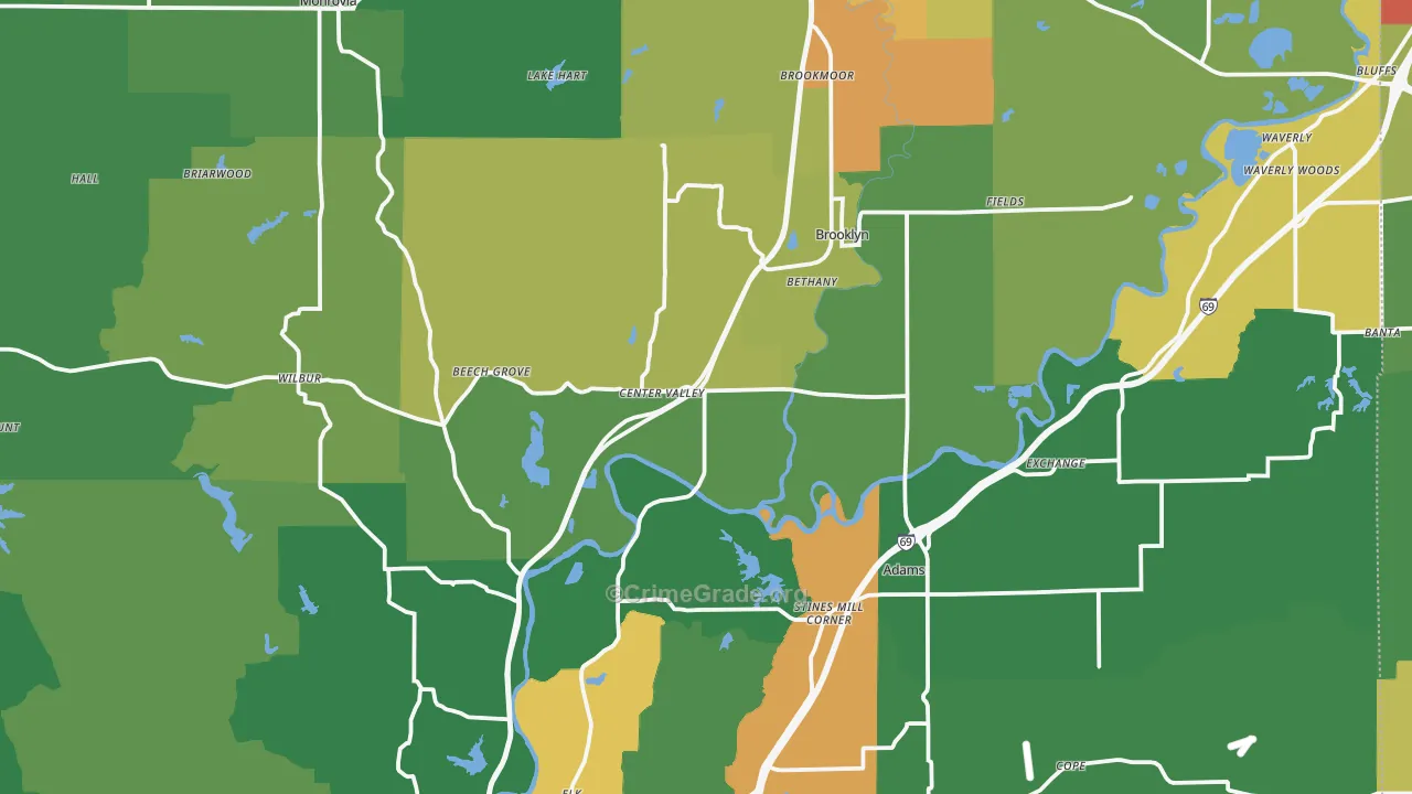 Morgan County, IN Map of Drug-Related Crime Rates