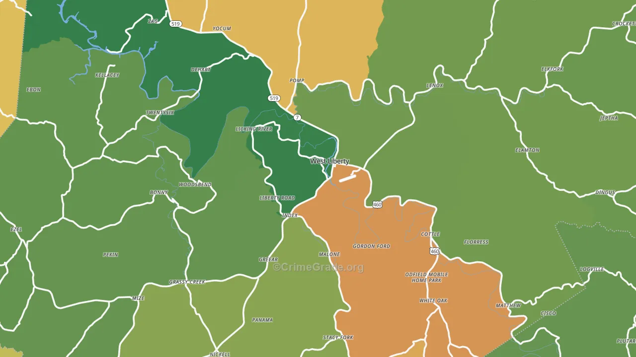 Morgan County, KY Map of Drug-Related Crime Rates