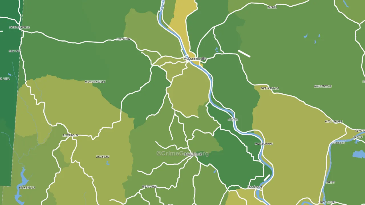 Morgan County, OH Map of Drug-Related Crime Rates