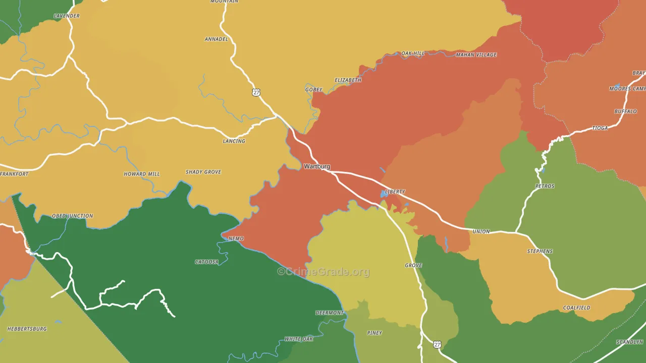 Morgan County, TN Map of Drug-Related Crime Rates