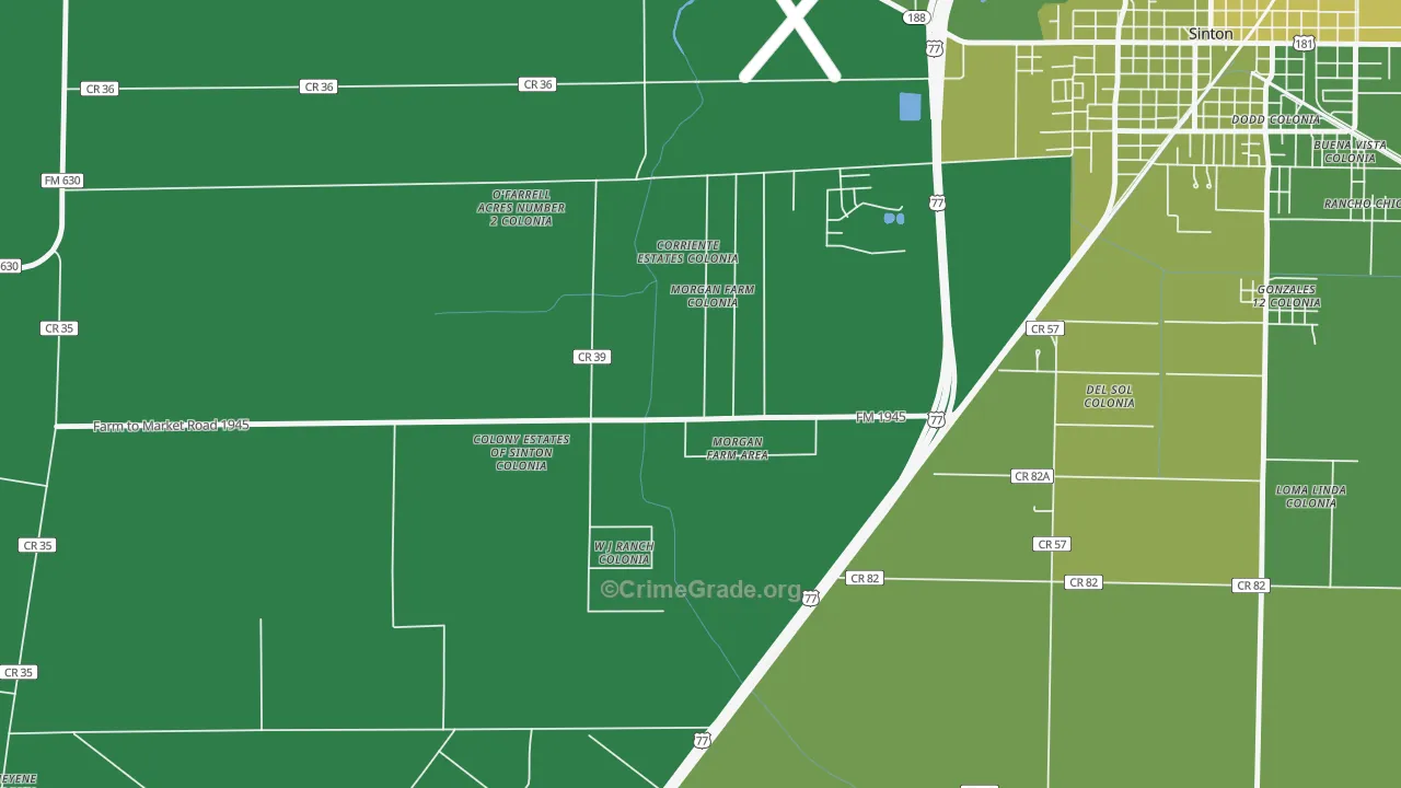 Morgan Farm, TX Map of Drug-Related Crime Rates