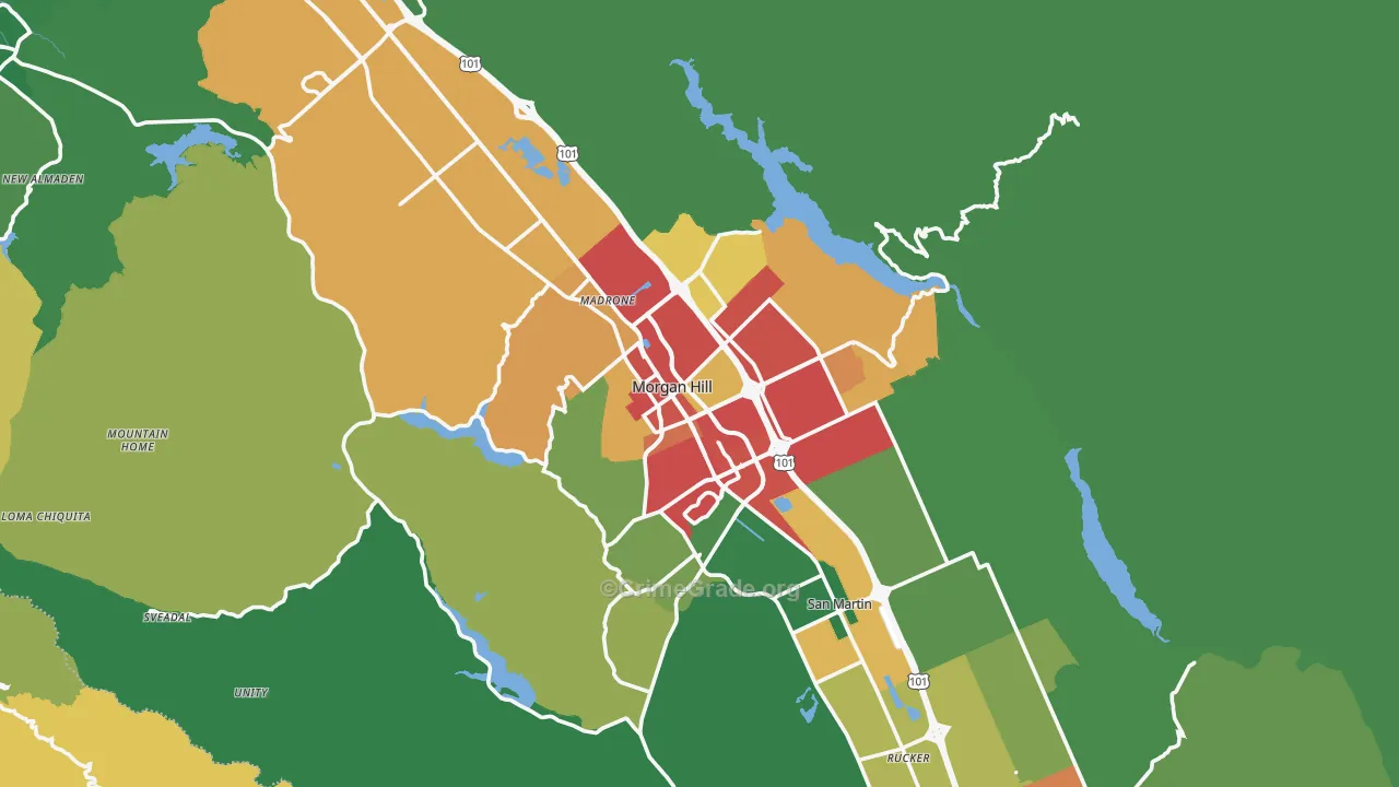 Morgan Hill, CA Map of Drug-Related Crime Rates