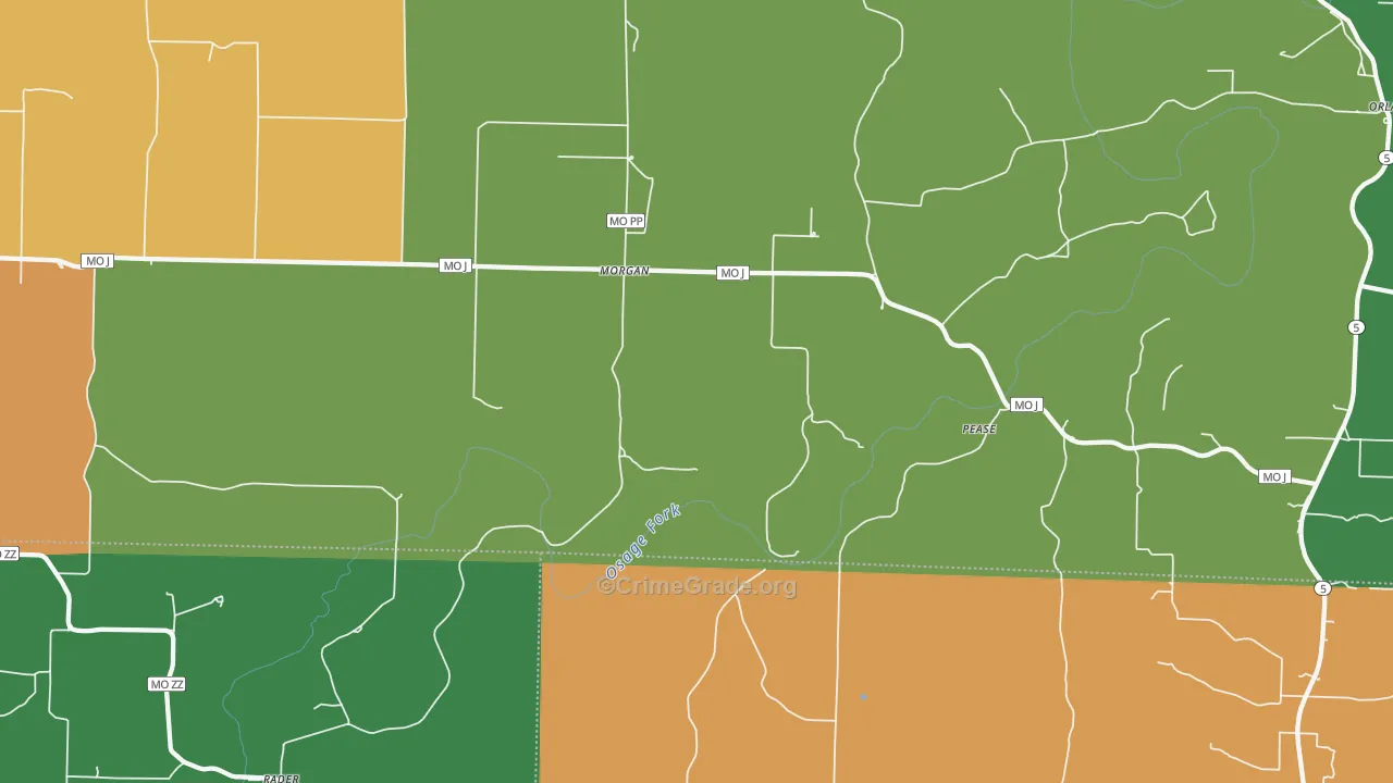 Morgan, MO Map of Drug-Related Crime Rates