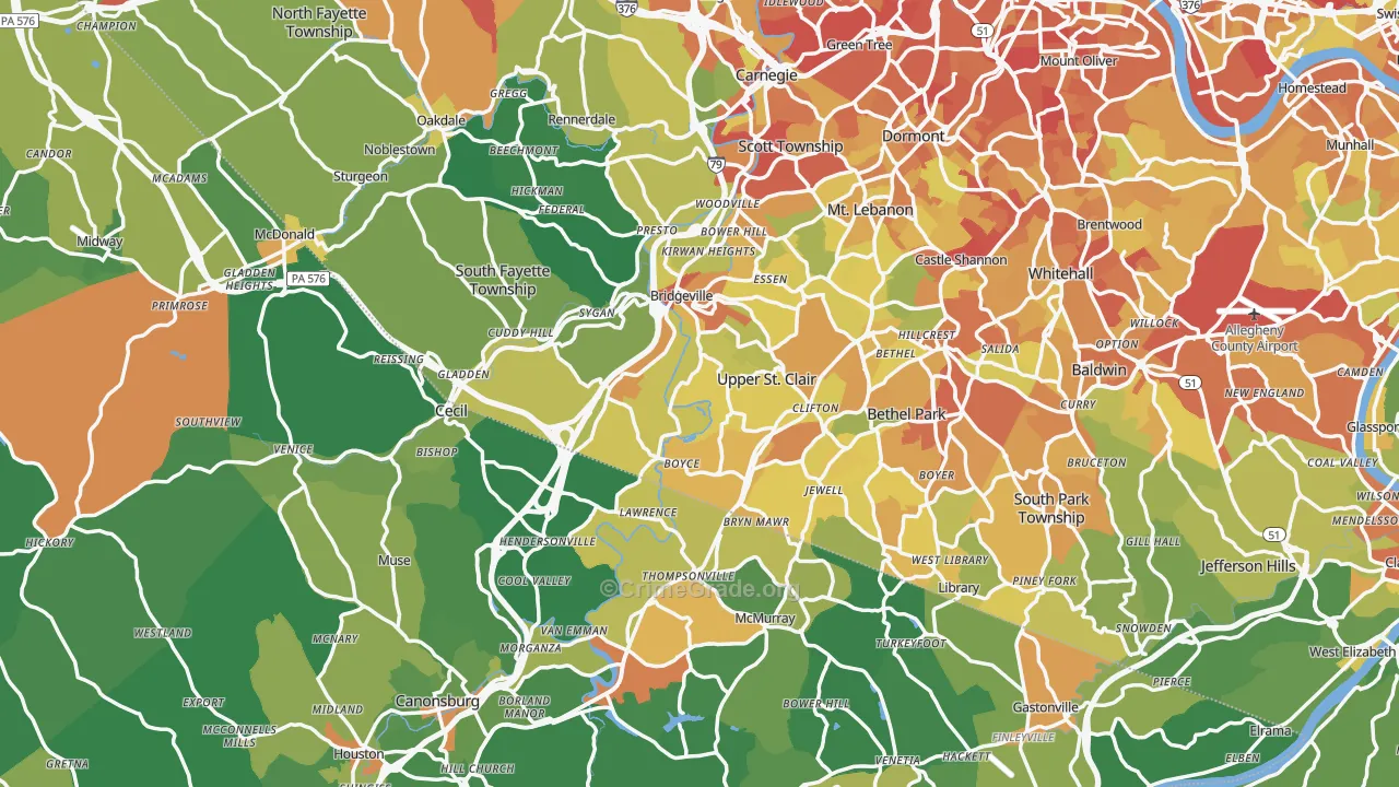 Morgan, PA Map of Drug-Related Crime Rates