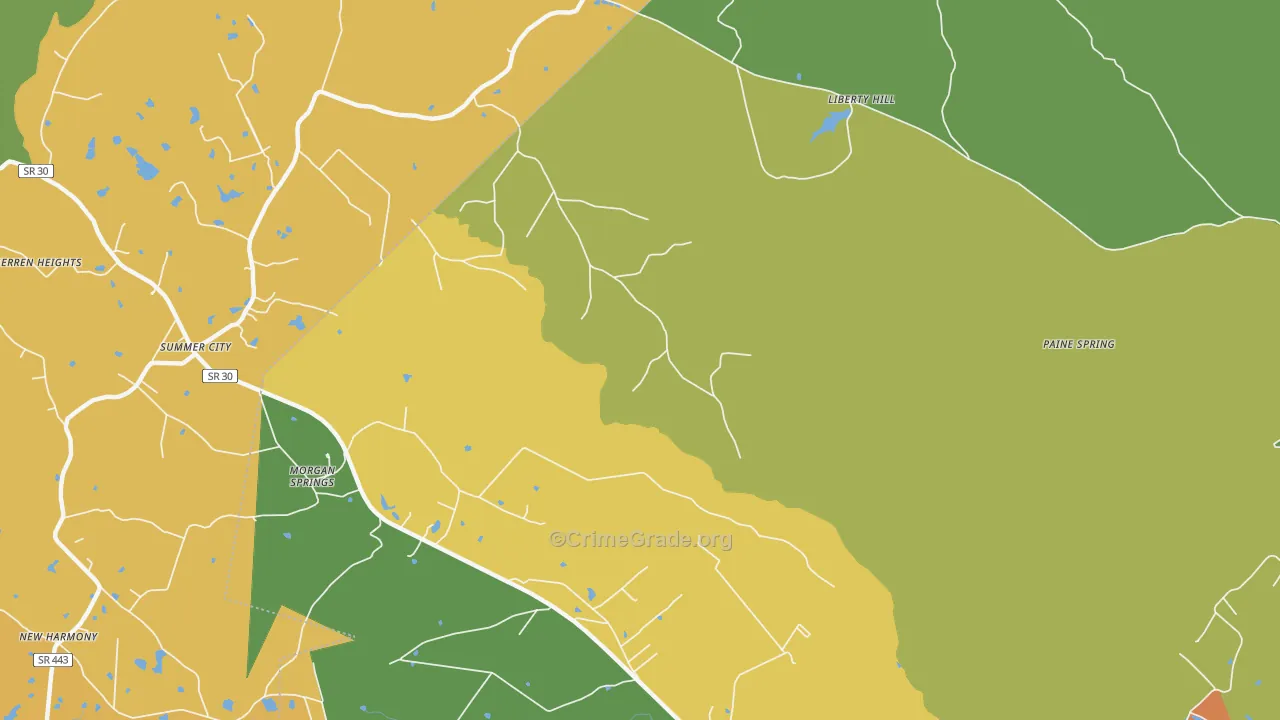 Morgan Springs, TN Map of Drug-Related Crime Rates