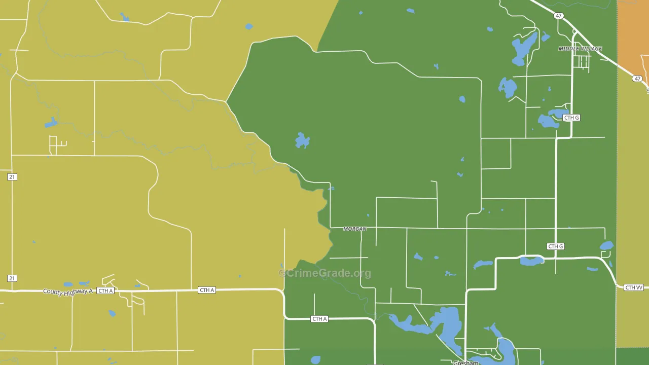 Morgan, WI Map of Drug-Related Crime Rates