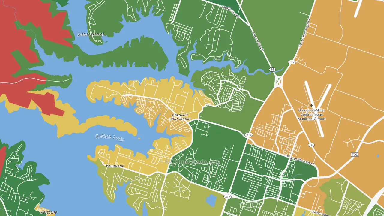 Morgans Point Resort, TX Map of Drug-Related Crime Rates