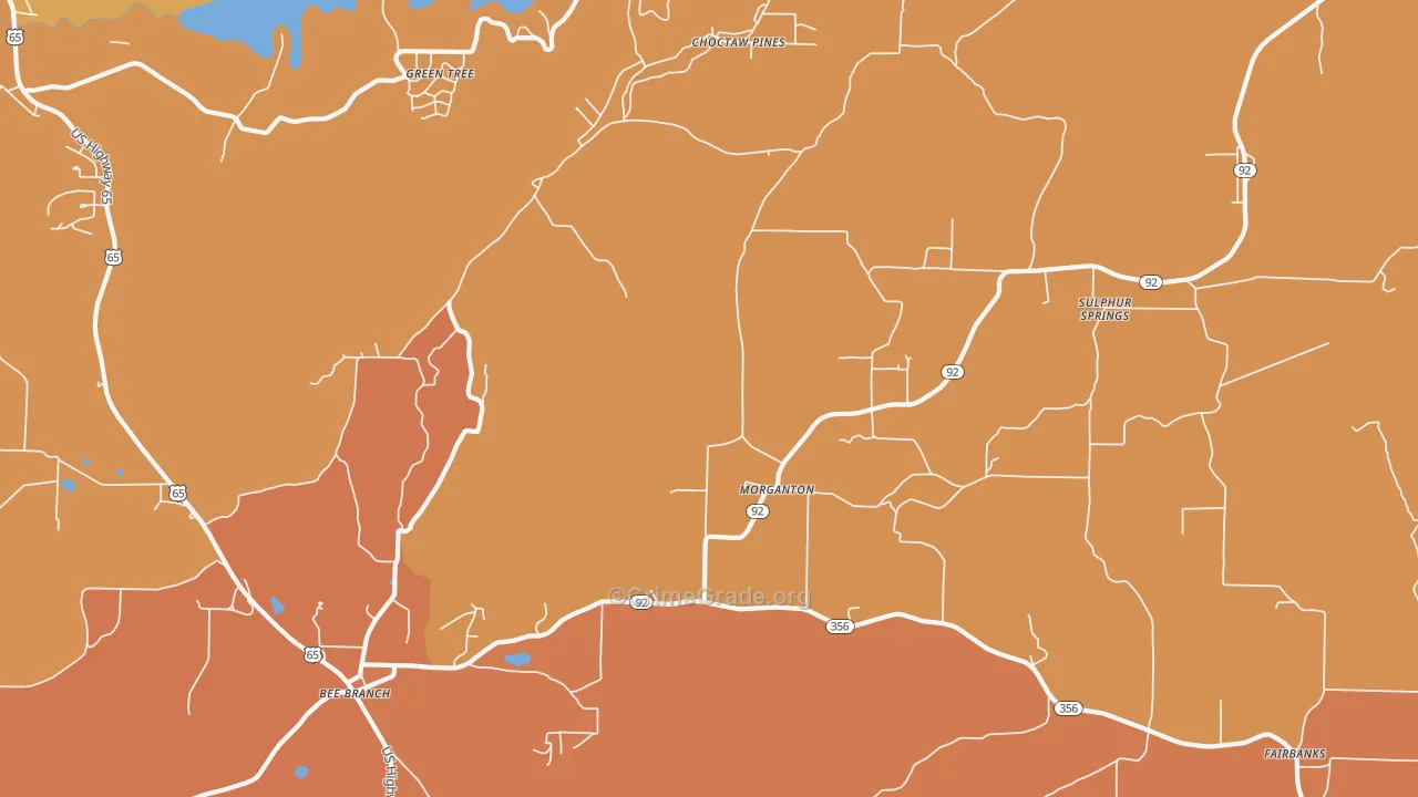 Morganton, AR Map of Drug-Related Crime Rates
