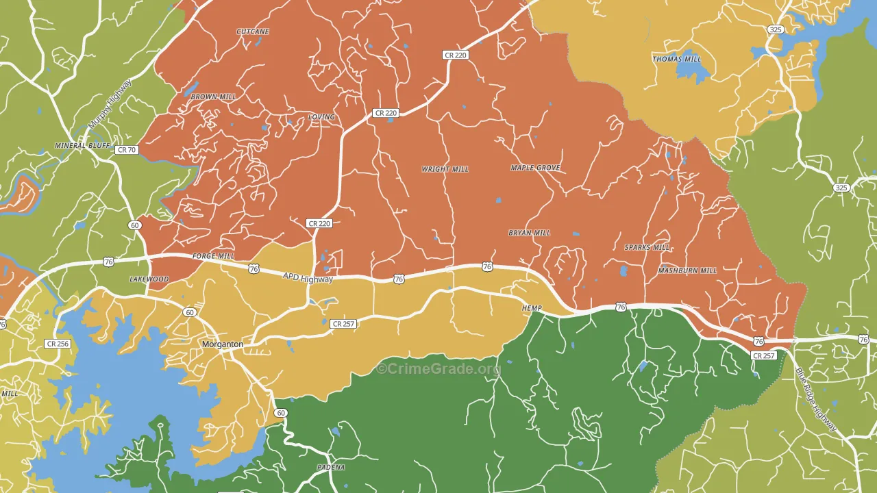 Morganton, GA Map of Drug-Related Crime Rates