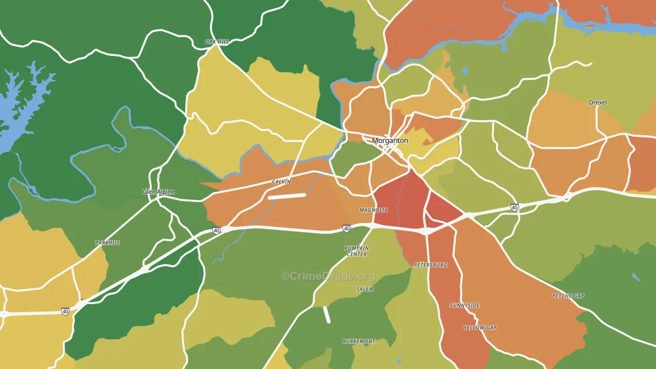 Morganton, NC Map of Drug-Related Crime Rates