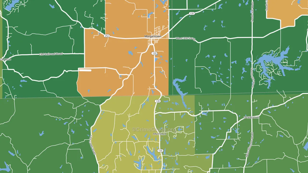 Morgantown, IN Map of Drug-Related Crime Rates