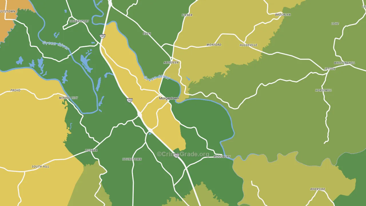 Morgantown, KY Map of Drug-Related Crime Rates