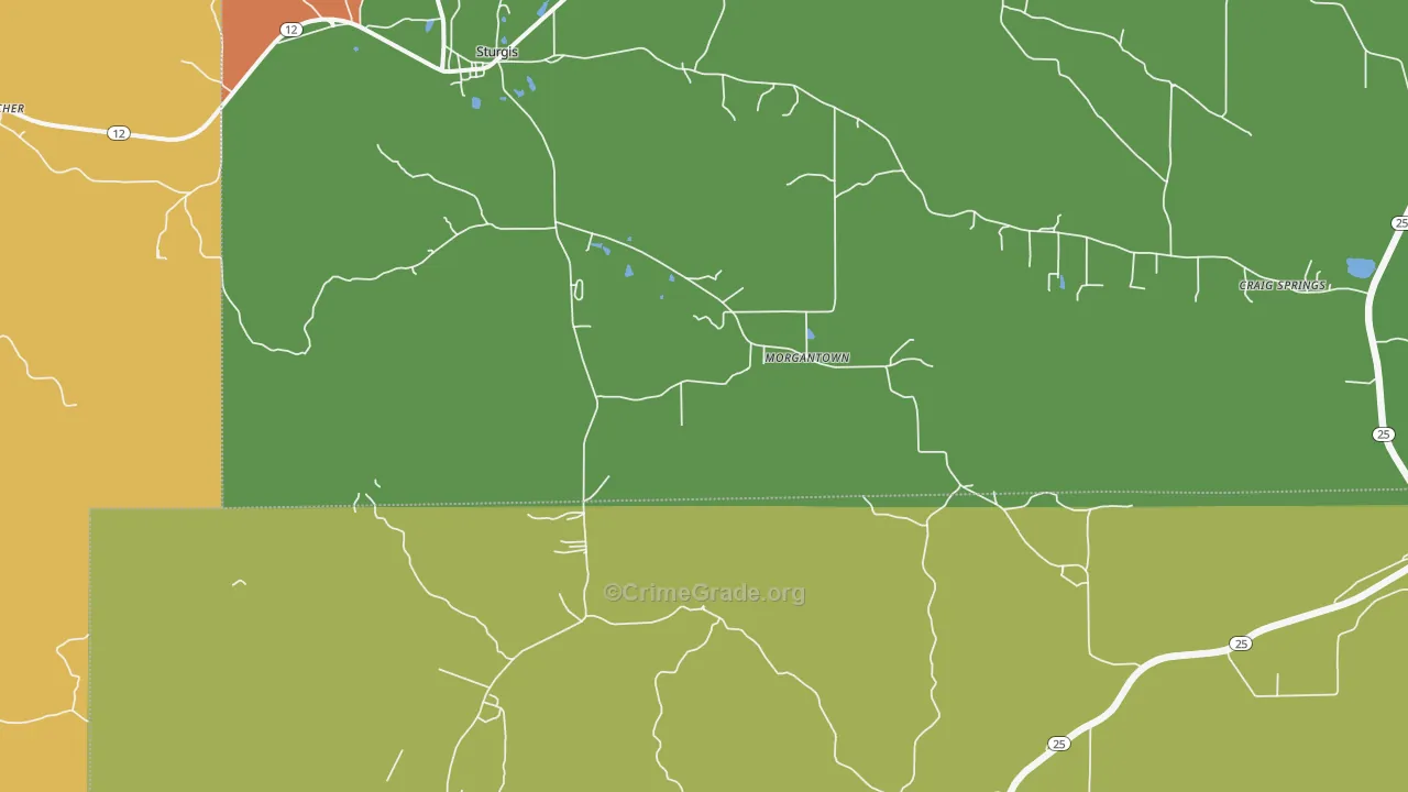 Morgantown, MS Map of Drug-Related Crime Rates