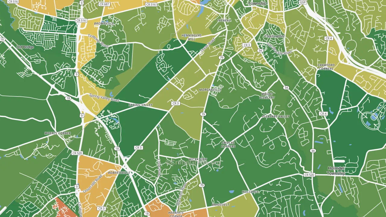 Morganville, NJ Map of Drug-Related Crime Rates