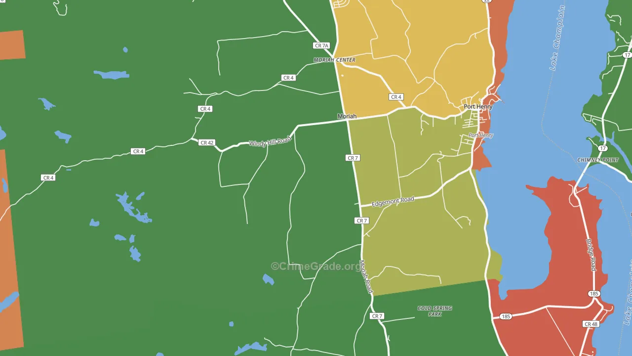 Moriah, NY Map of Drug-Related Crime Rates
