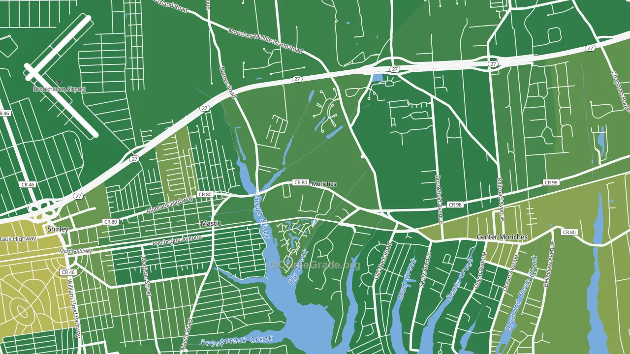 Moriches, NY Map of Drug-Related Crime Rates