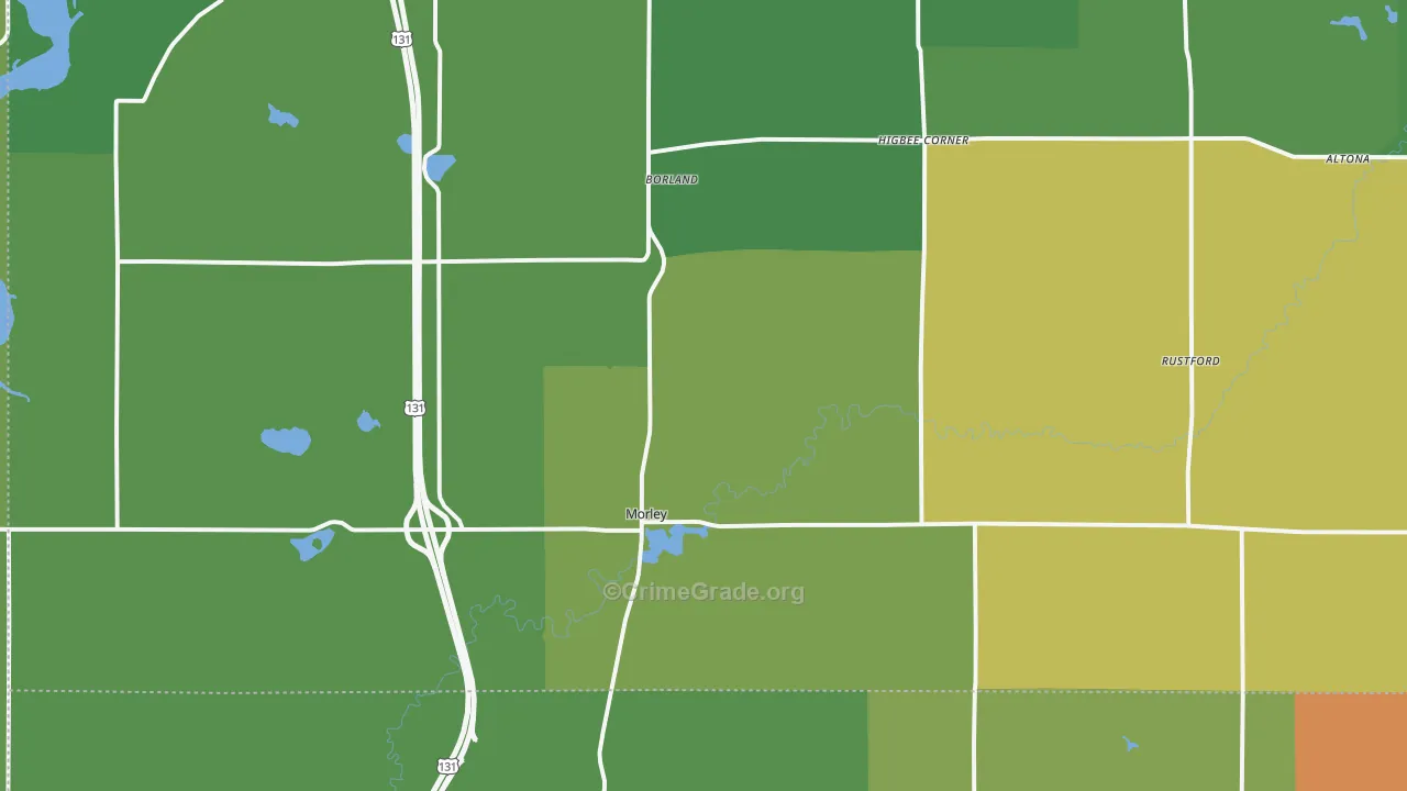 Morley, MI Map of Drug-Related Crime Rates