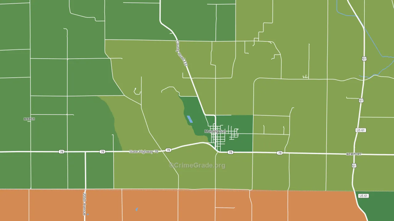 Morning Sun, IA Map of Drug-Related Crime Rates