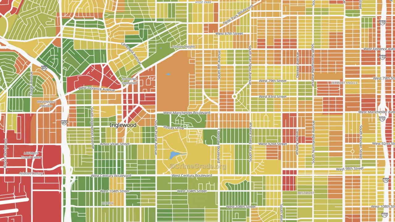 Morningside Park, Inglewood, CA Map of Drug-Related Crime Rates
