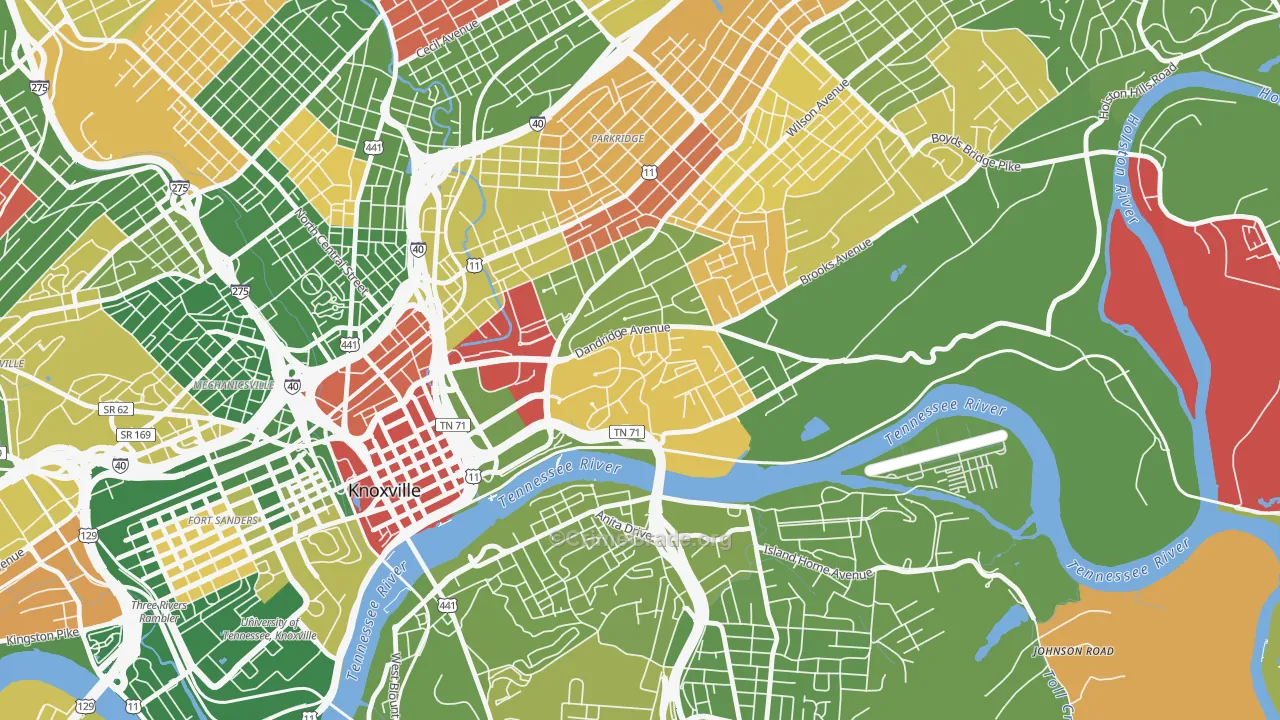 Mornngside, Knoxville, TN Map of Drug-Related Crime Rates