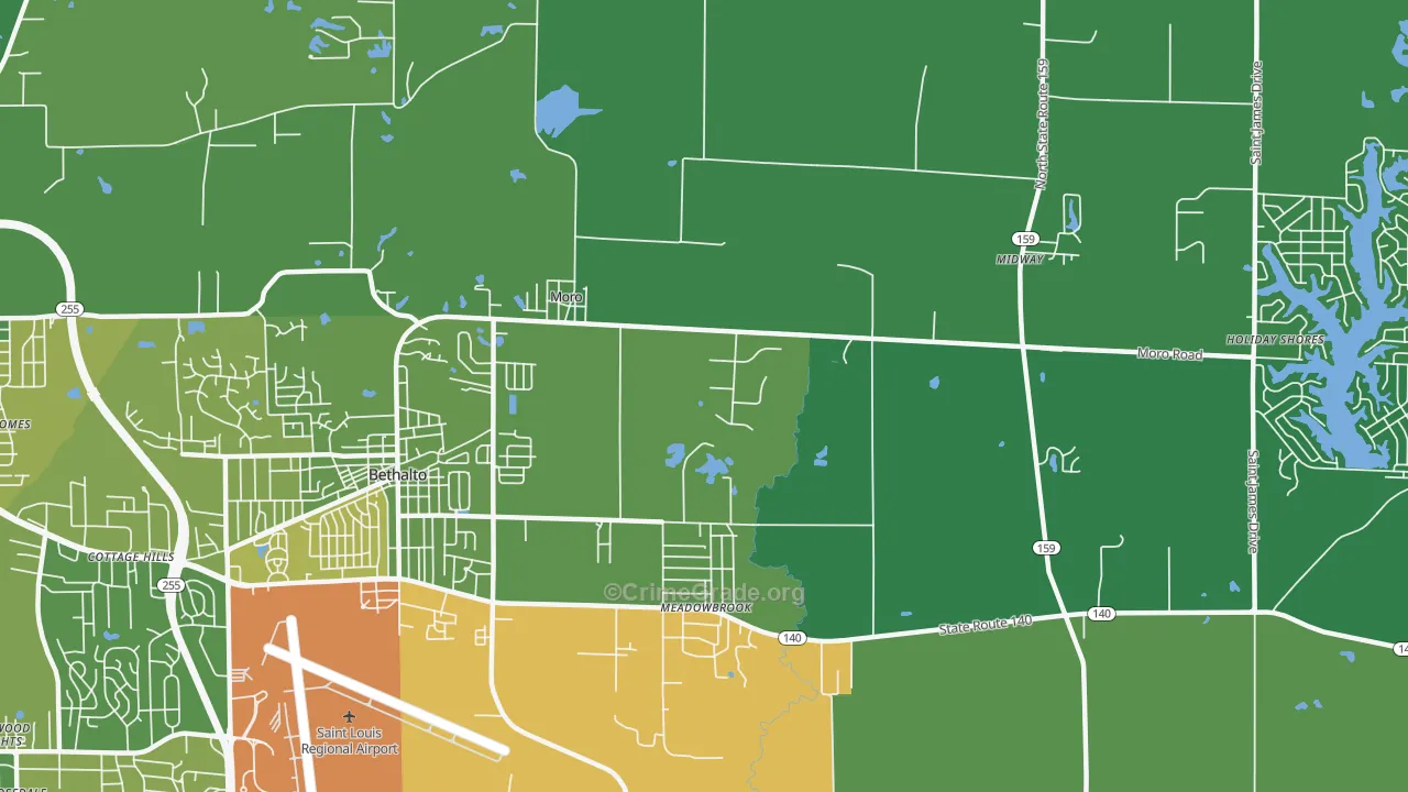 Moro, IL Map of Drug-Related Crime Rates