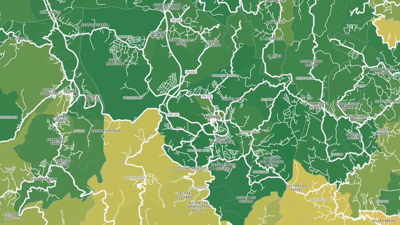 Morovis Municipio, PR Map of Drug-Related Crime Rates