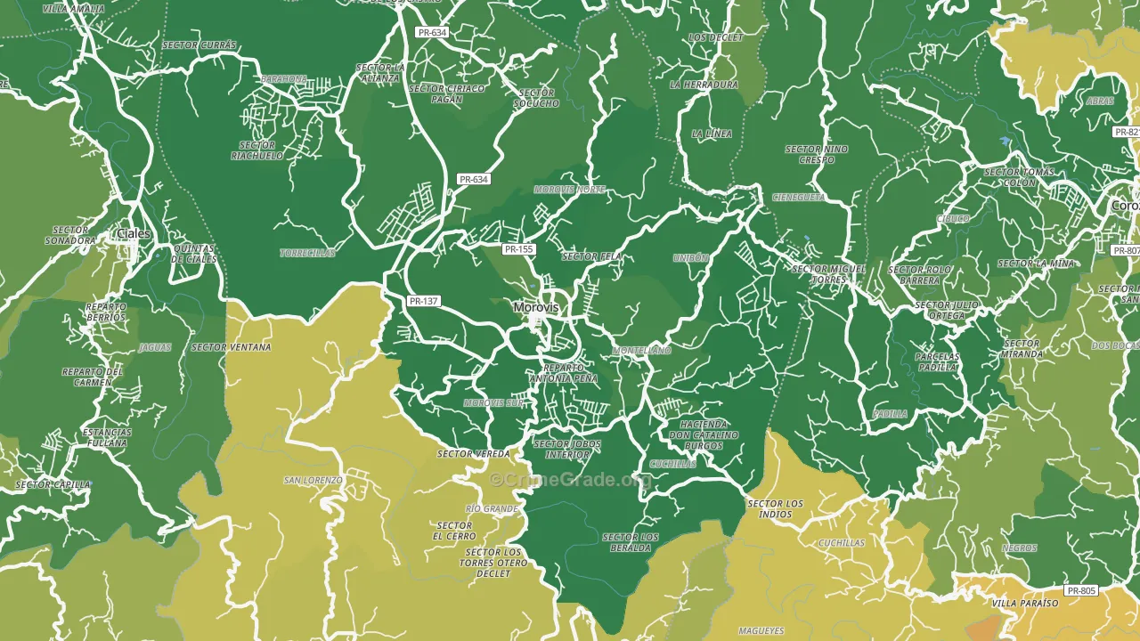 Morovis, PR Map of Drug-Related Crime Rates