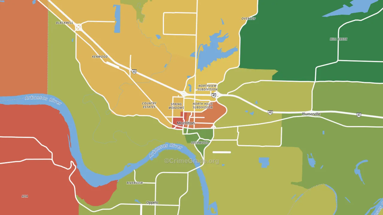 Morrilton, AR Map of Drug-Related Crime Rates