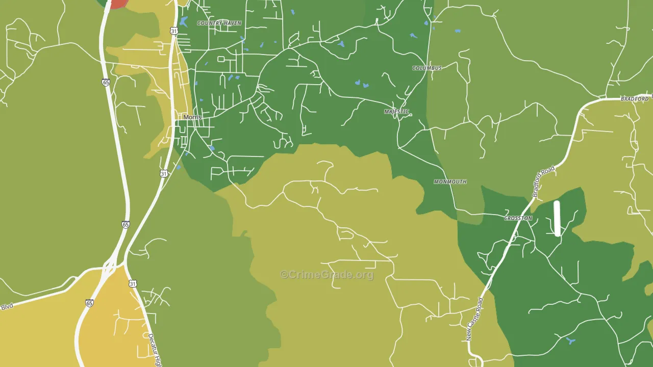 Morris, AL Map of Drug-Related Crime Rates