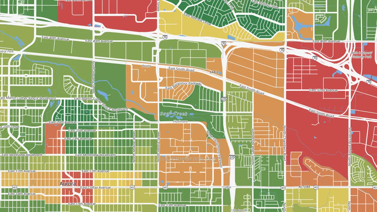 Morris Heights, Aurora, CO Map of Drug-Related Crime Rates