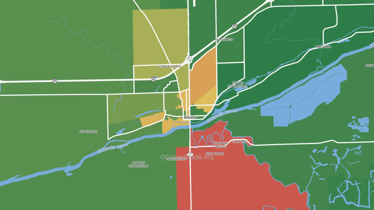 Morris, IL Map of Drug-Related Crime Rates