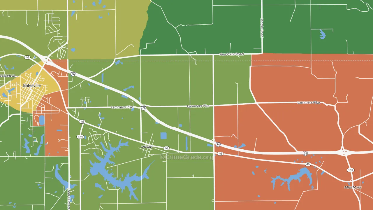 Morris, IN Map of Drug-Related Crime Rates