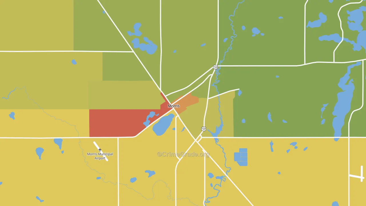 Morris, MN Map of Drug-Related Crime Rates